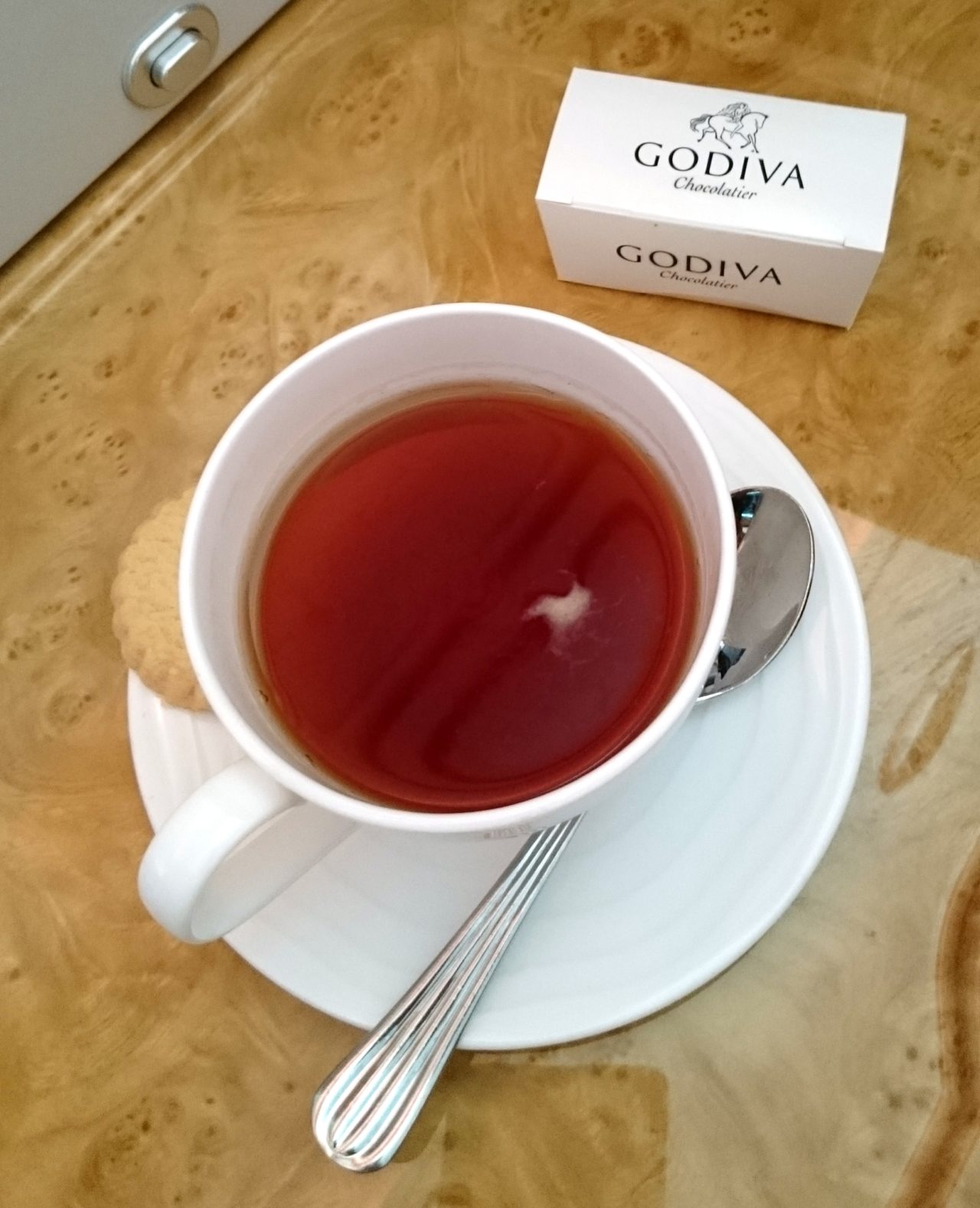 tea cup and godiva