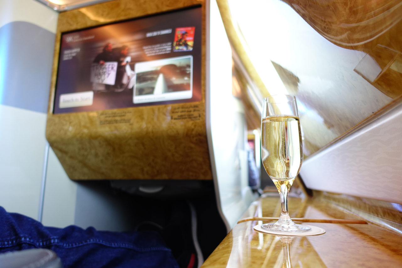 Emirates A380 champagne